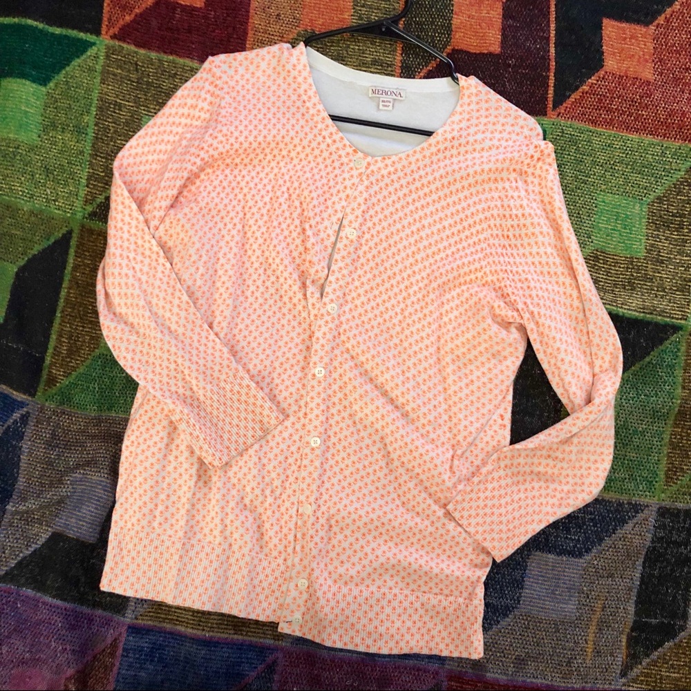 Cardigan - Neon Orange/Cream